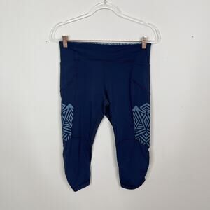Lululemon Stash It Crop Inkwell Blue Womens 8 Luxtreme Leggings Mesh Reflective